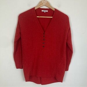Madewell Asherton Waffle Henley Sweater in red oversized fit. XXS